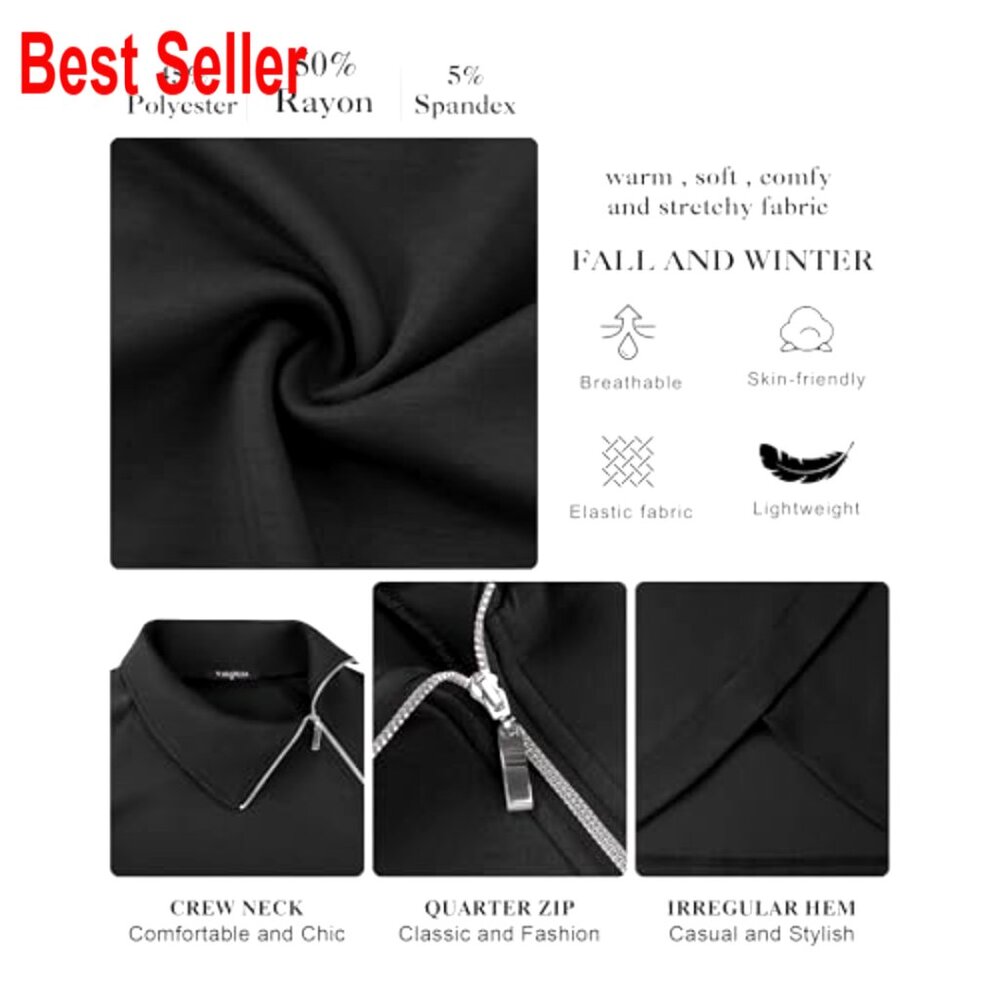 Lightweight Quarter Zip Pullover, Asymmetrical Ne… - image 6